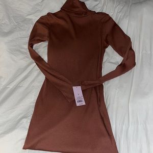 Brown turtleneck dress